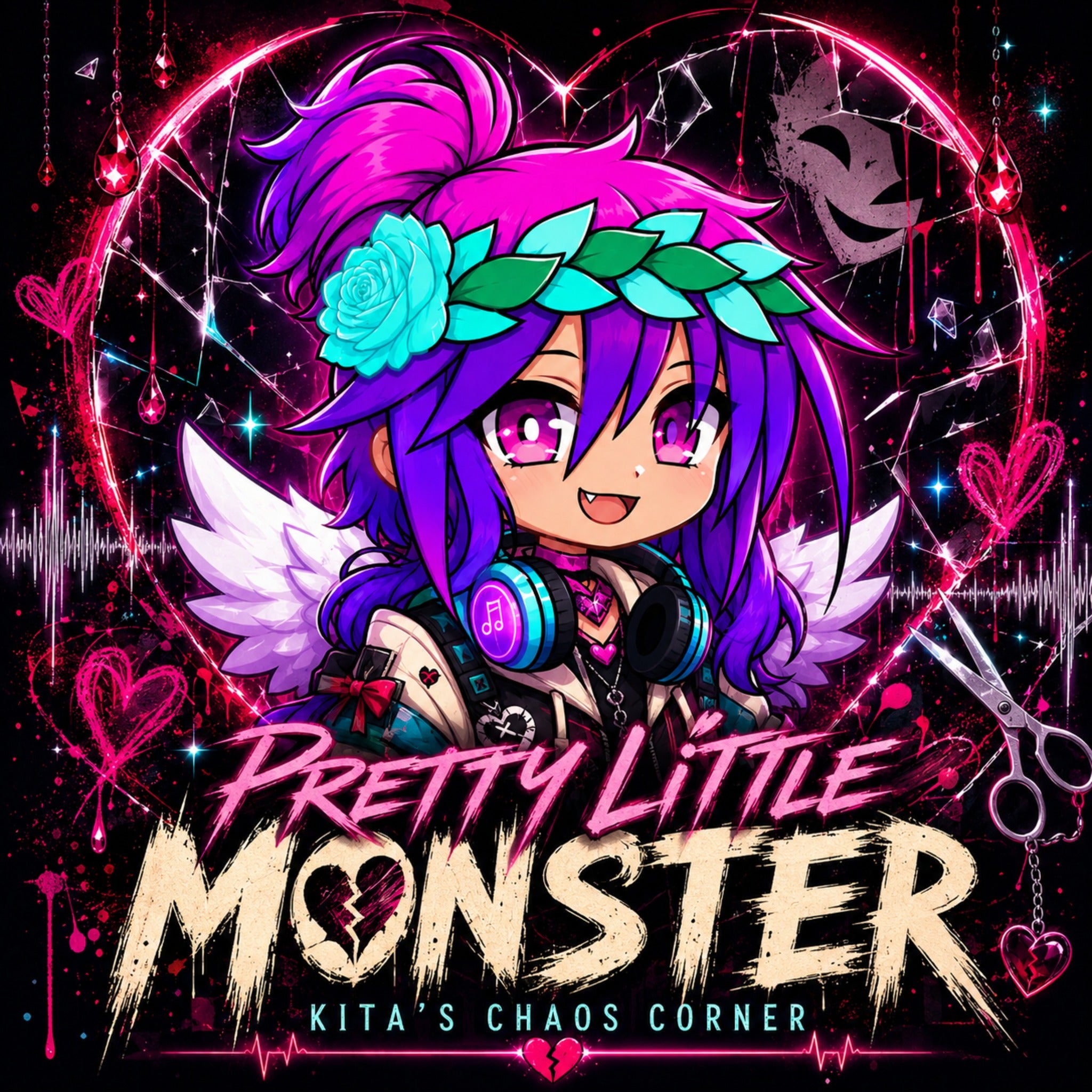 Pretty Little Monster water bottle artwork
