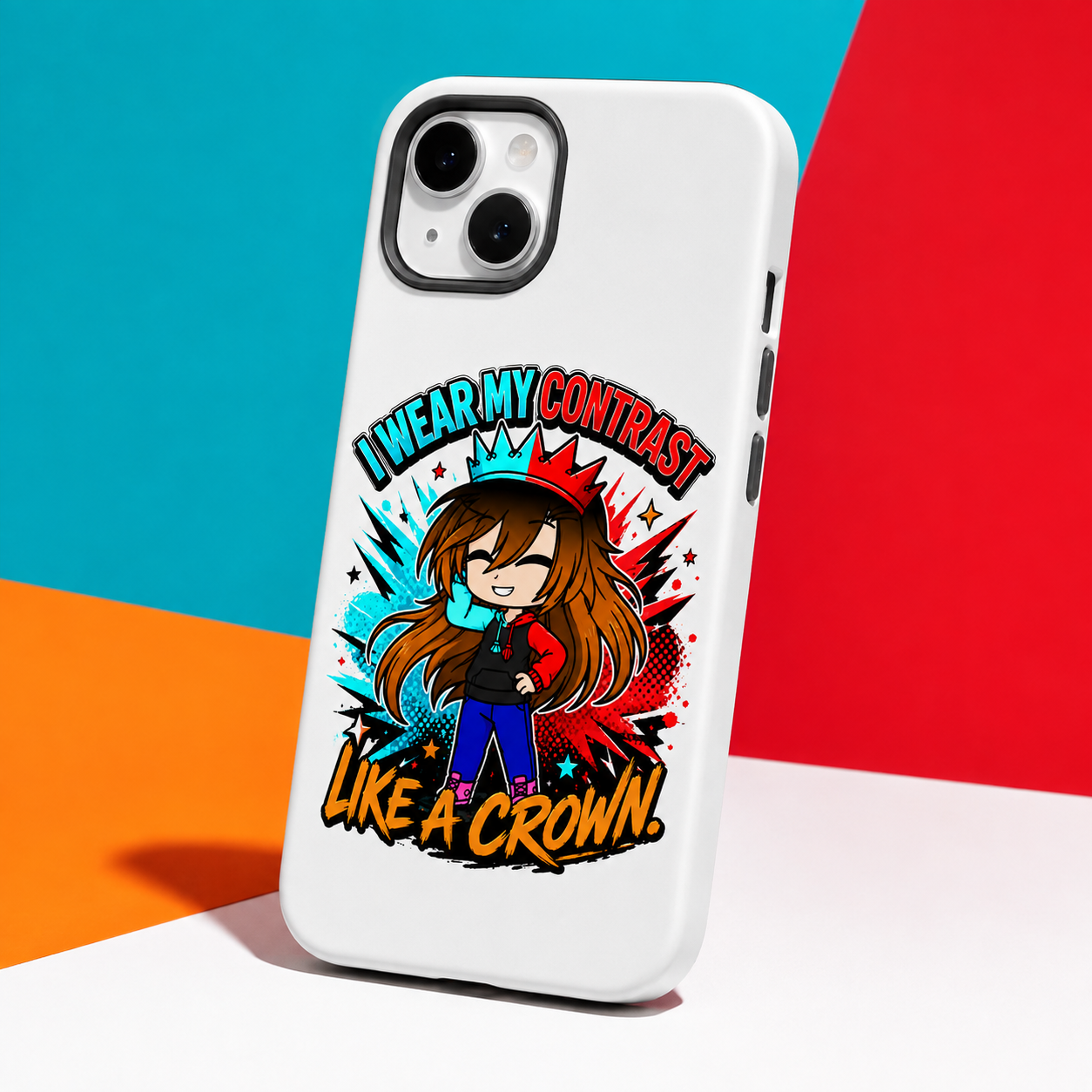 Me contrast crown phone case mockup