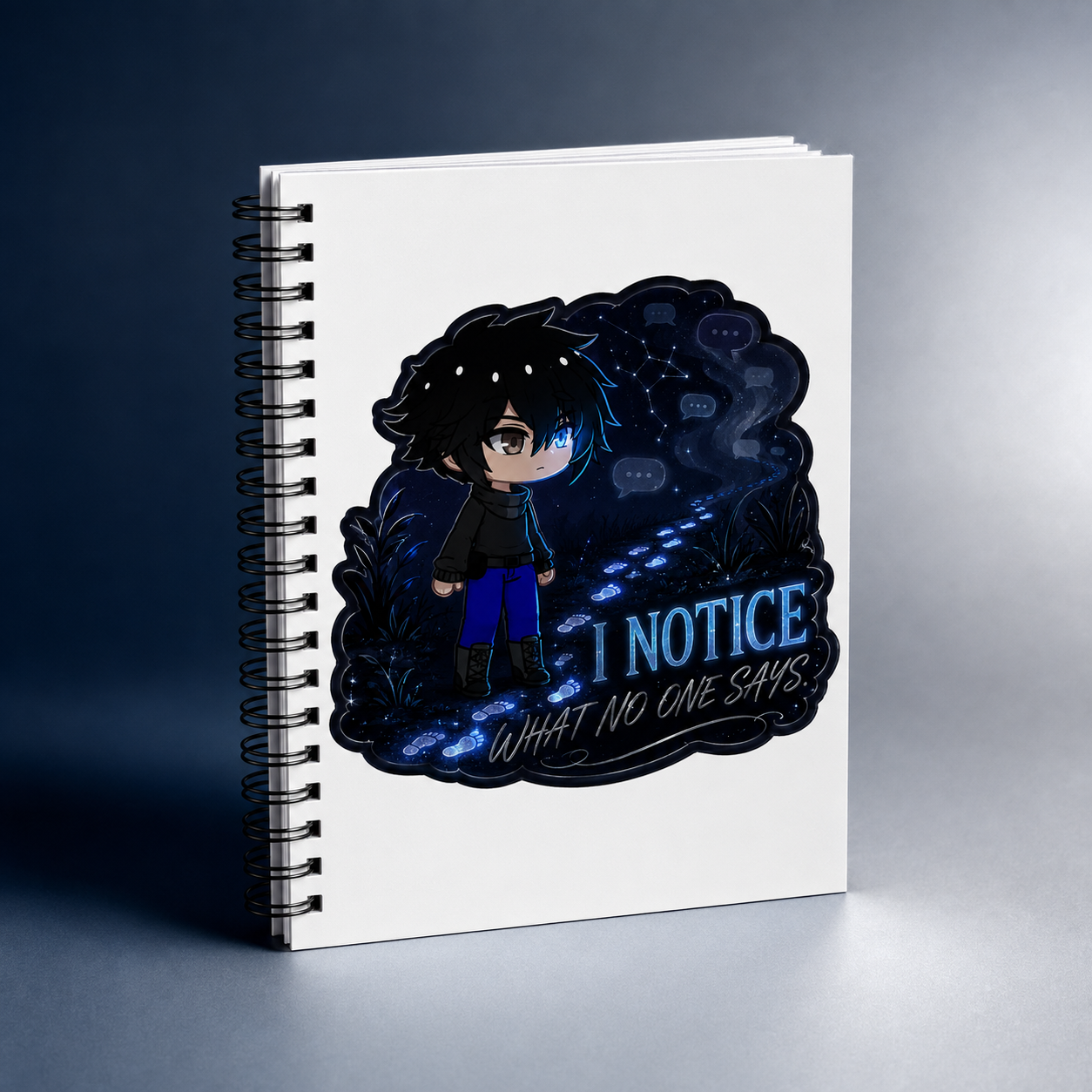 Mui I Notice What No One Says spiral notebook mockup