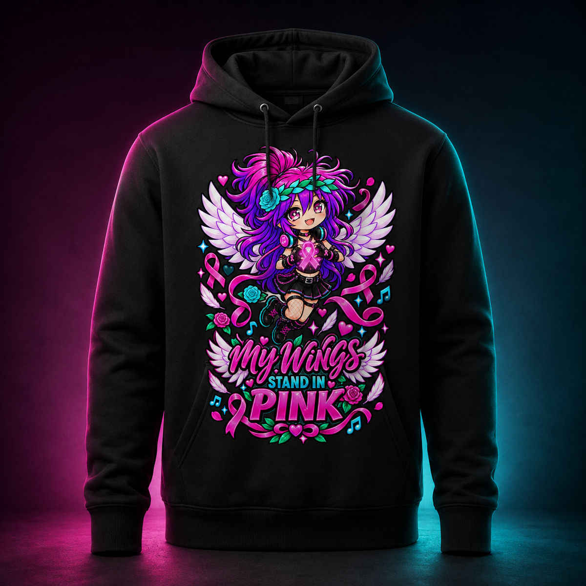 My Wings Stand in Pink Pullover Hoodie product mockup
