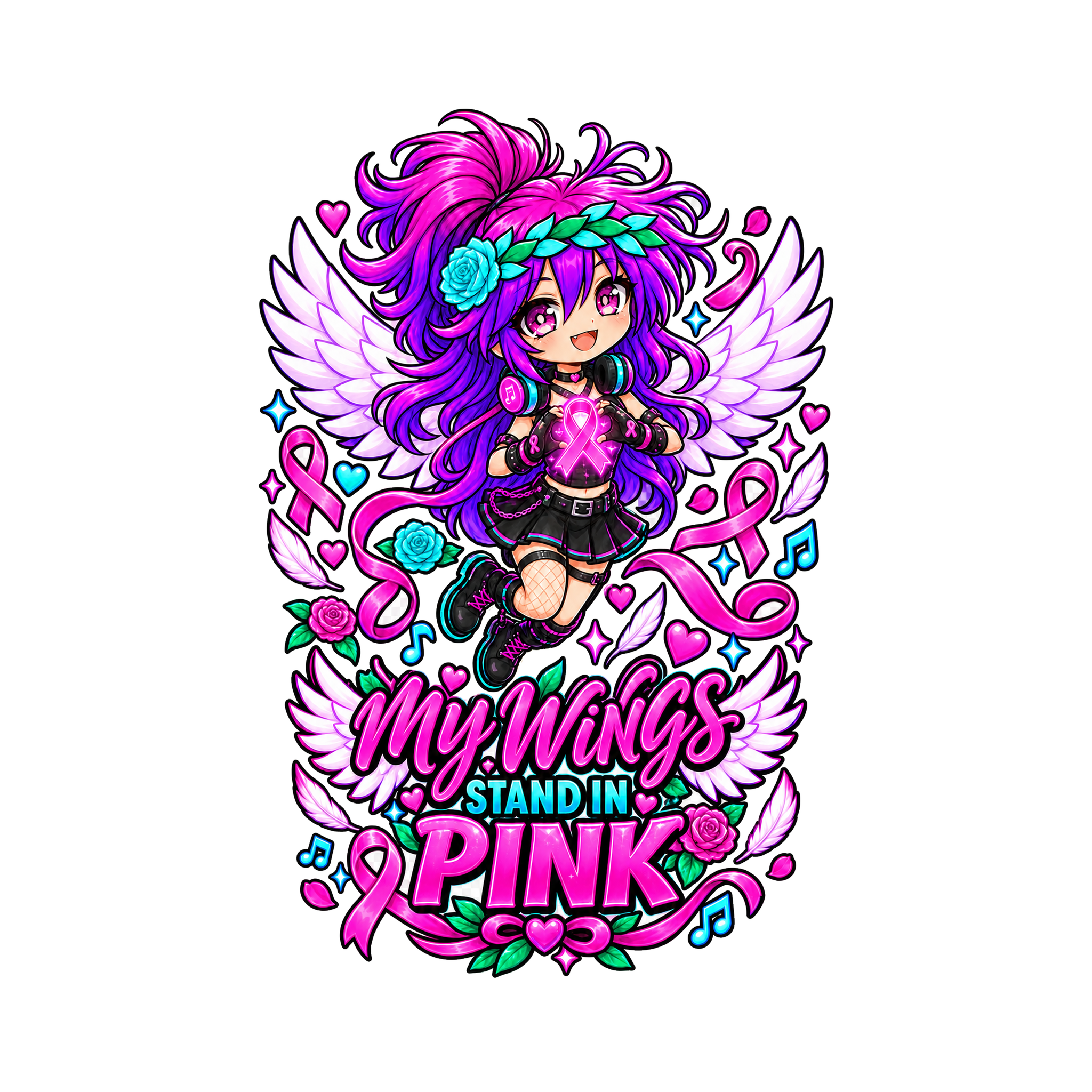 Kita My Wings Stand in Pink breast cancer support tumbler design