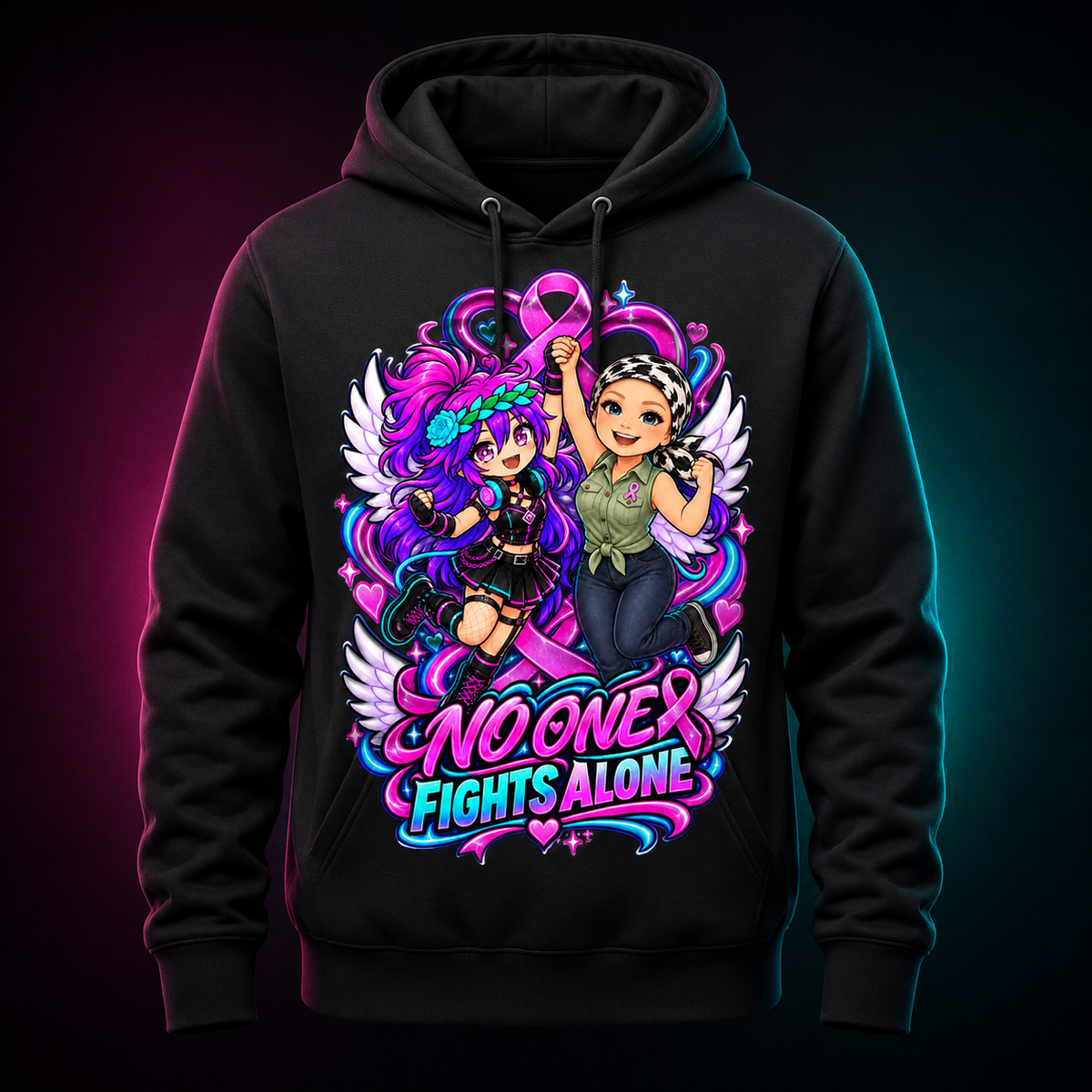 No One Fights Alone Pullover Hoodie product mockup