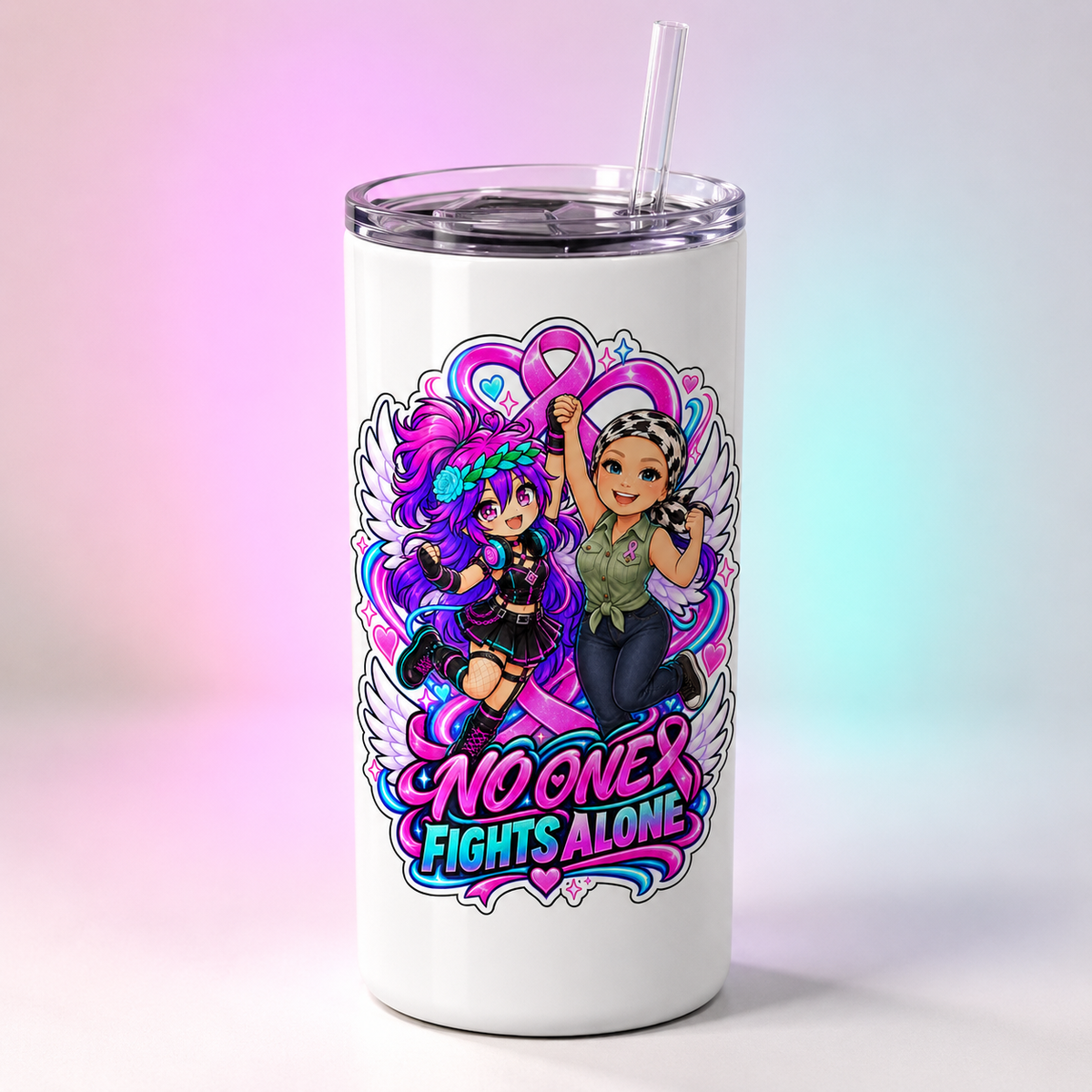 No One Fights Alone — Tumbler digital product mockup