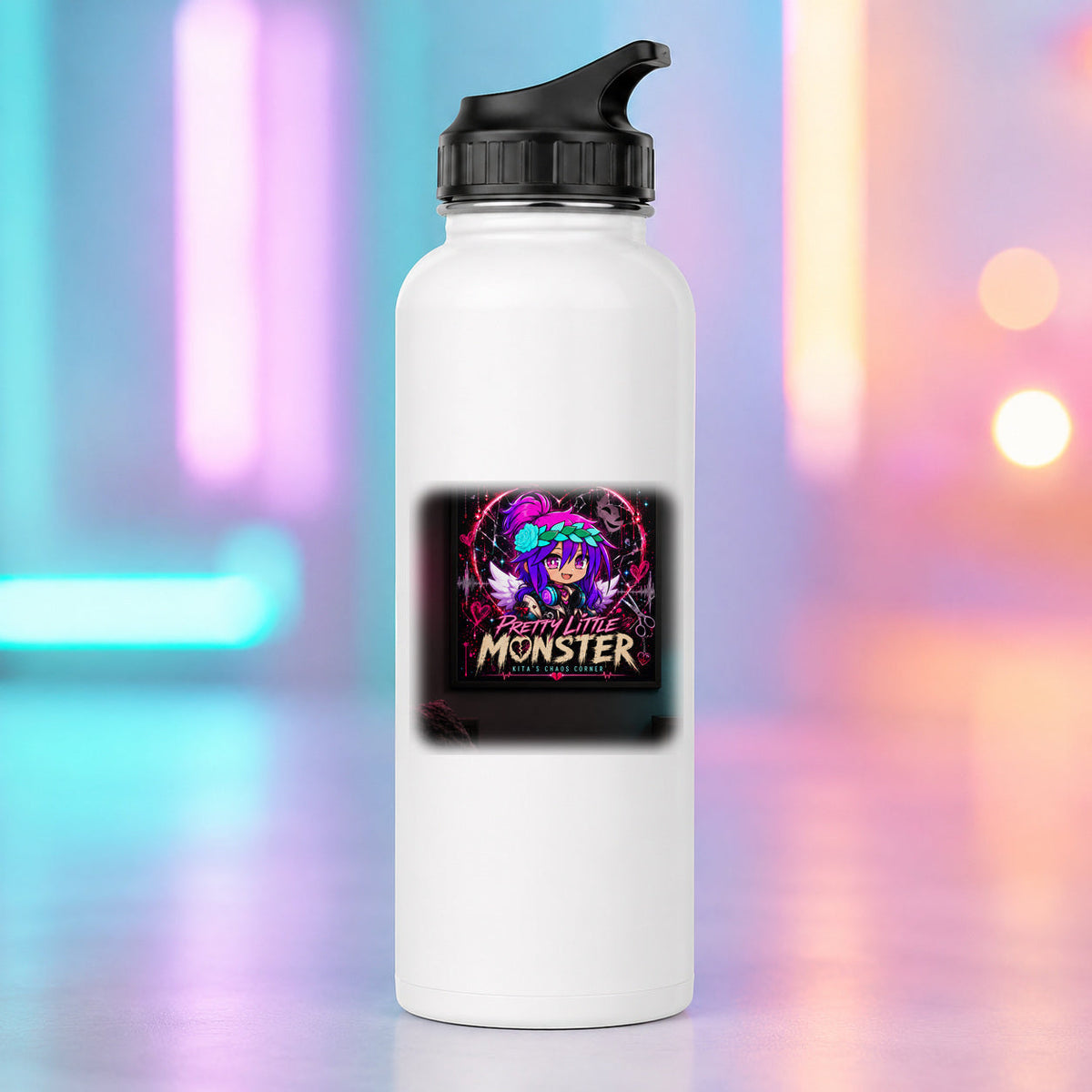 Pretty Little Monster Water Bottle product mockup