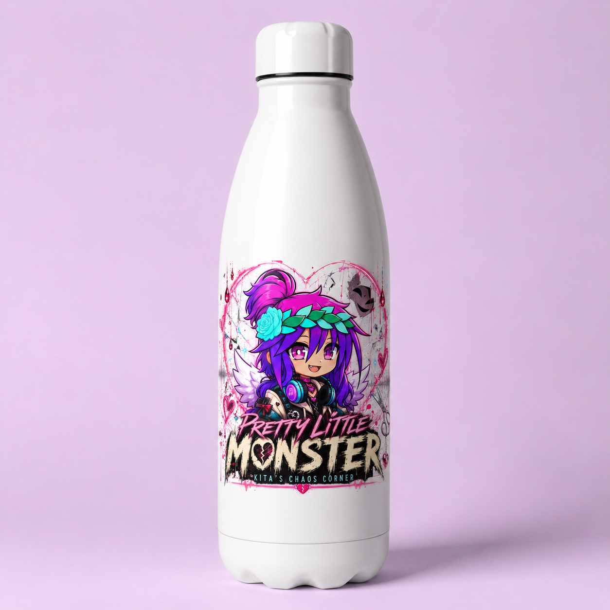Pretty Little Monster water bottle mockup