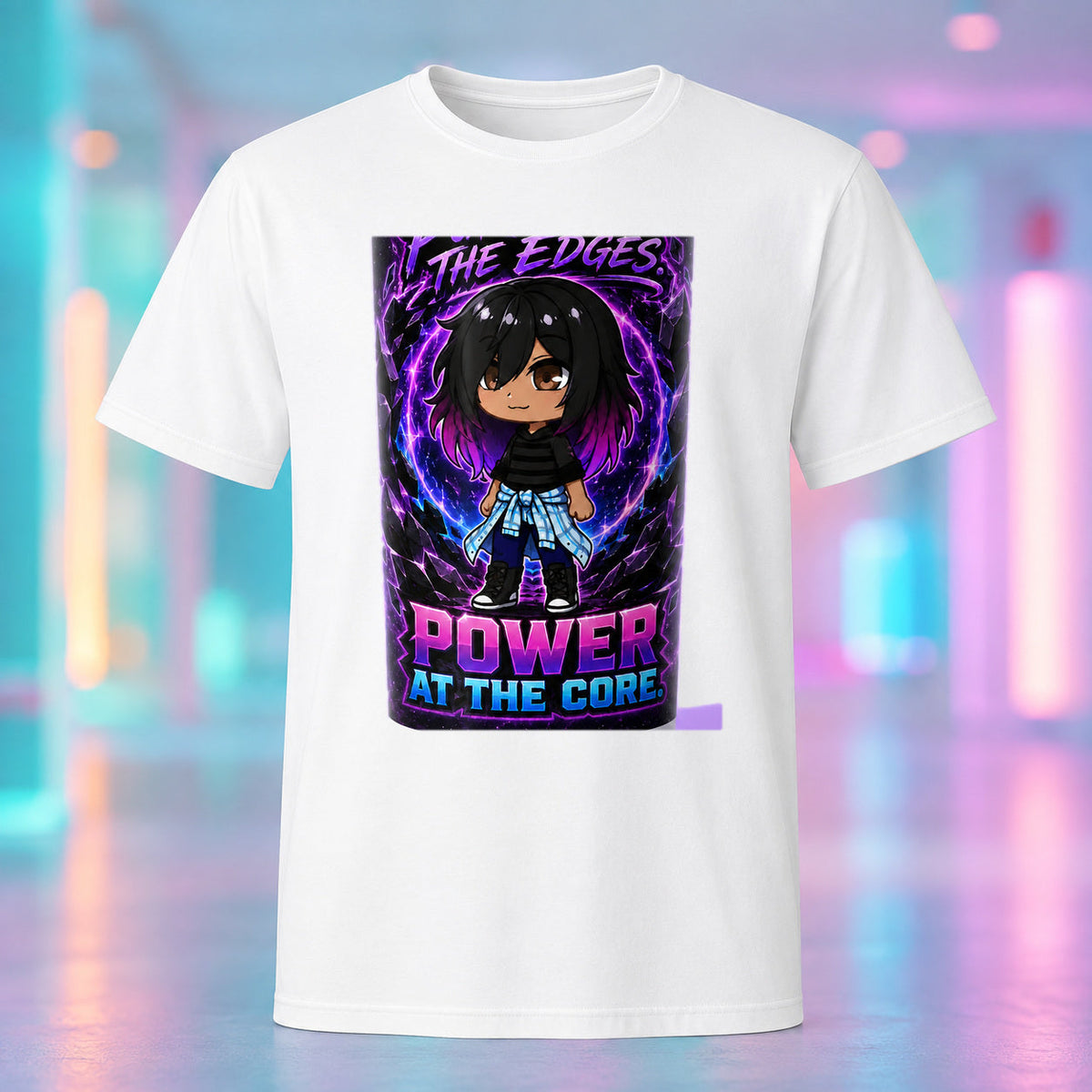 Kiri - Purple at the Edges, Power at the Core Graphic T-Shirt product mockup