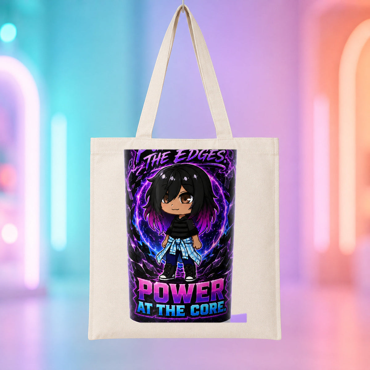 Kiri - Purple at the Edges, Power at the Core Tote Bag product mockup