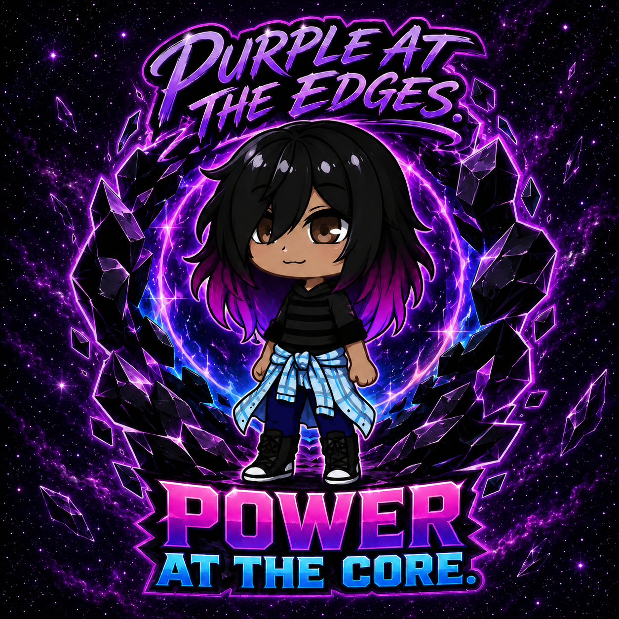 Purple at the Edges Power at the Core tumbler artwork