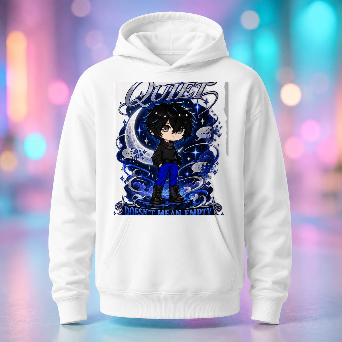 Mui - Quiet Doesn't Mean Empty Pullover Hoodie product mockup