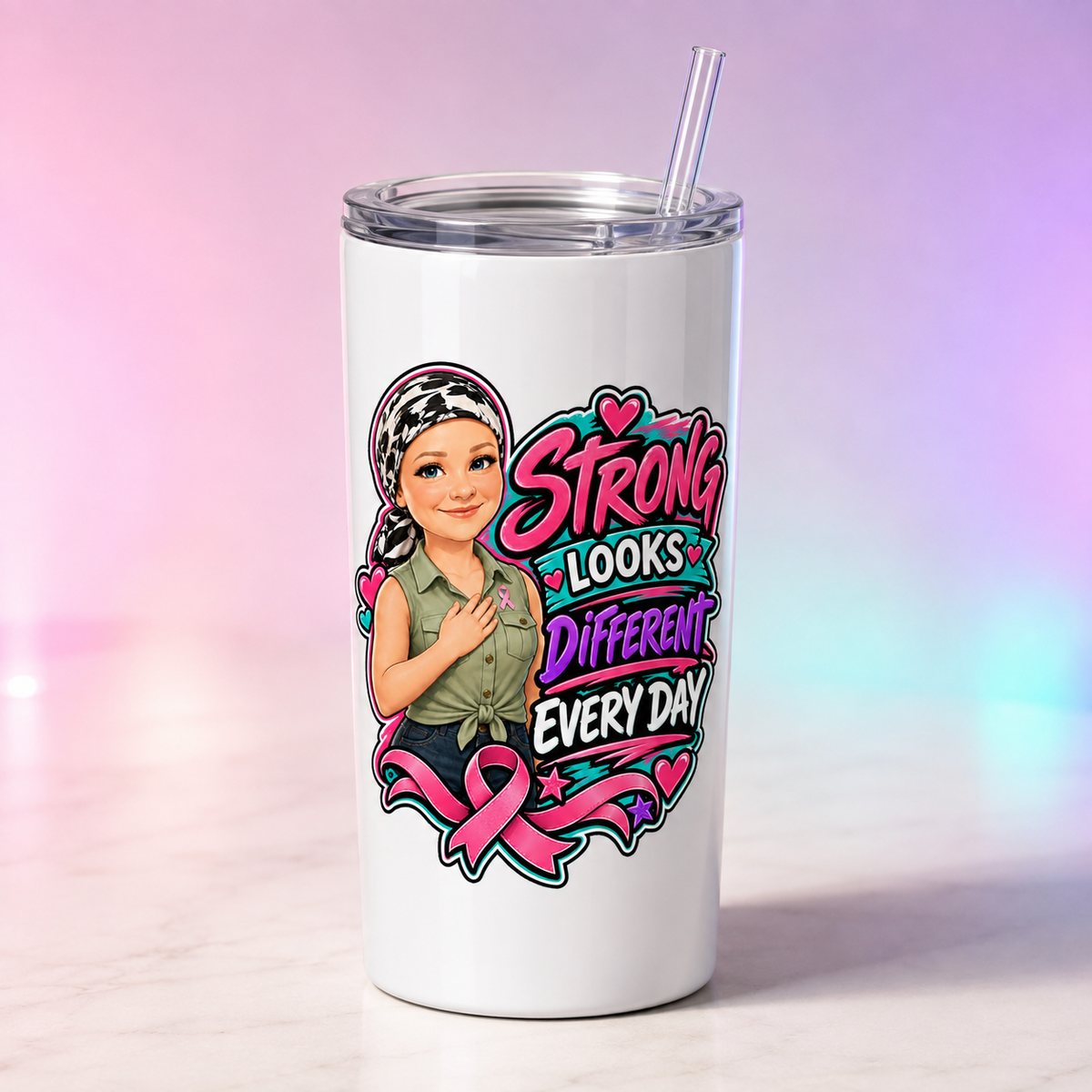 Strong Looks Different Every Day — Tumbler digital product mockup