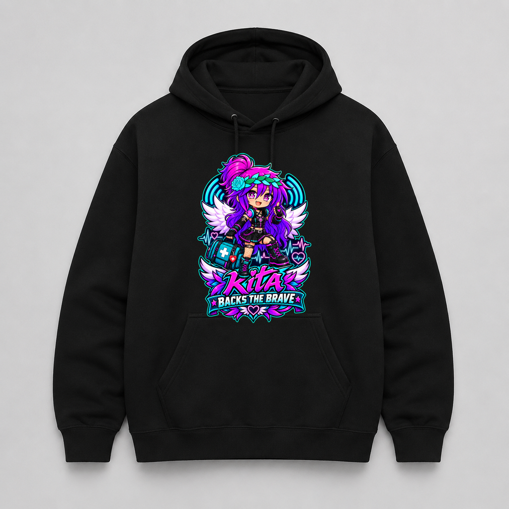 Kita Backs the Brave Pullover Hoodie mockup