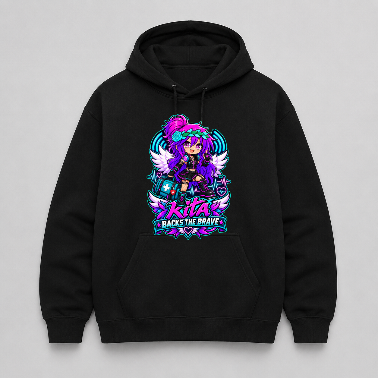 Kita Backs the Brave Pullover Hoodie mockup