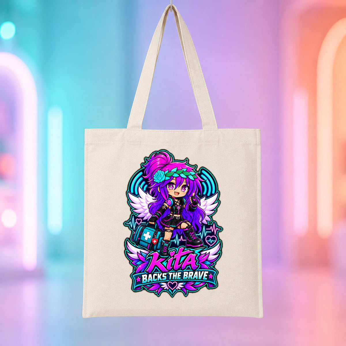 Kita Backs the Brave - TEMS Support Tote Bag product mockup