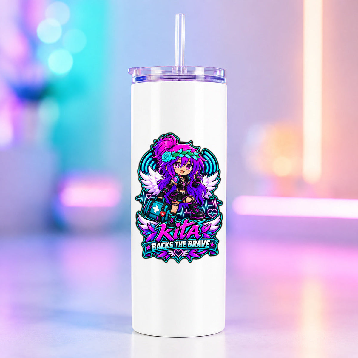 Kita Backs the Brave - TEMS Support Tumbler product mockup