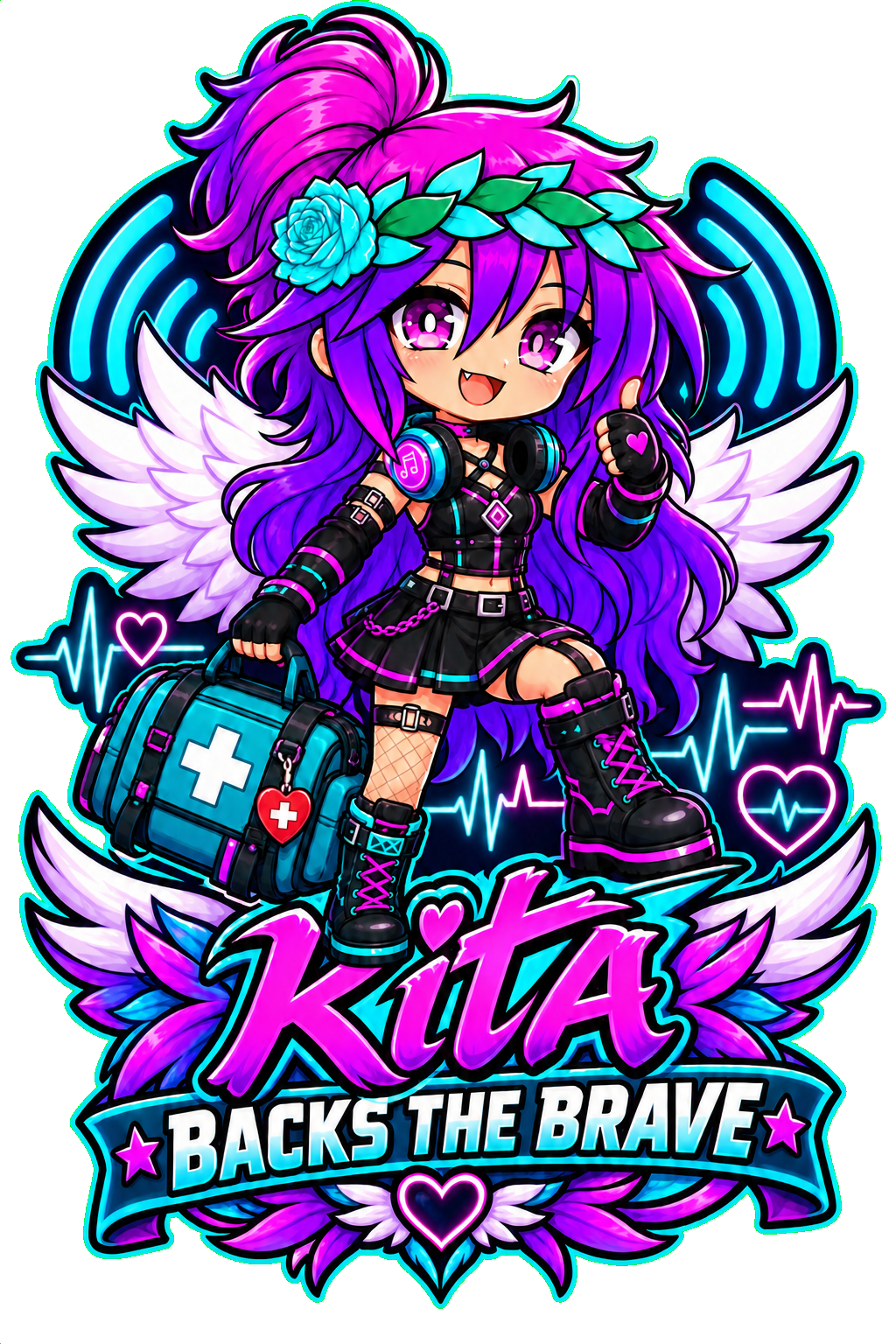 Kita Backs the Brave transparent print artwork