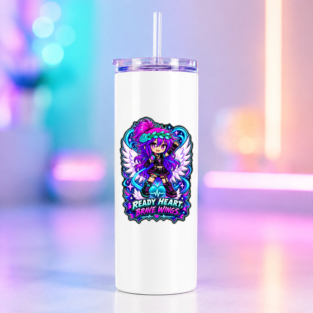 Ready Heart Brave Wings - TEMS Support Tumbler product mockup