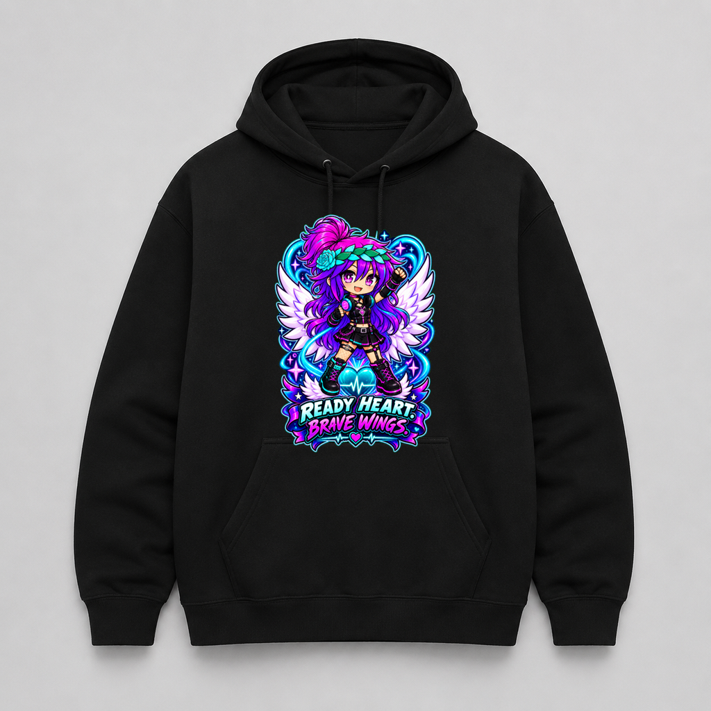 Ready Heart. Brave Wings. Pullover Hoodie mockup