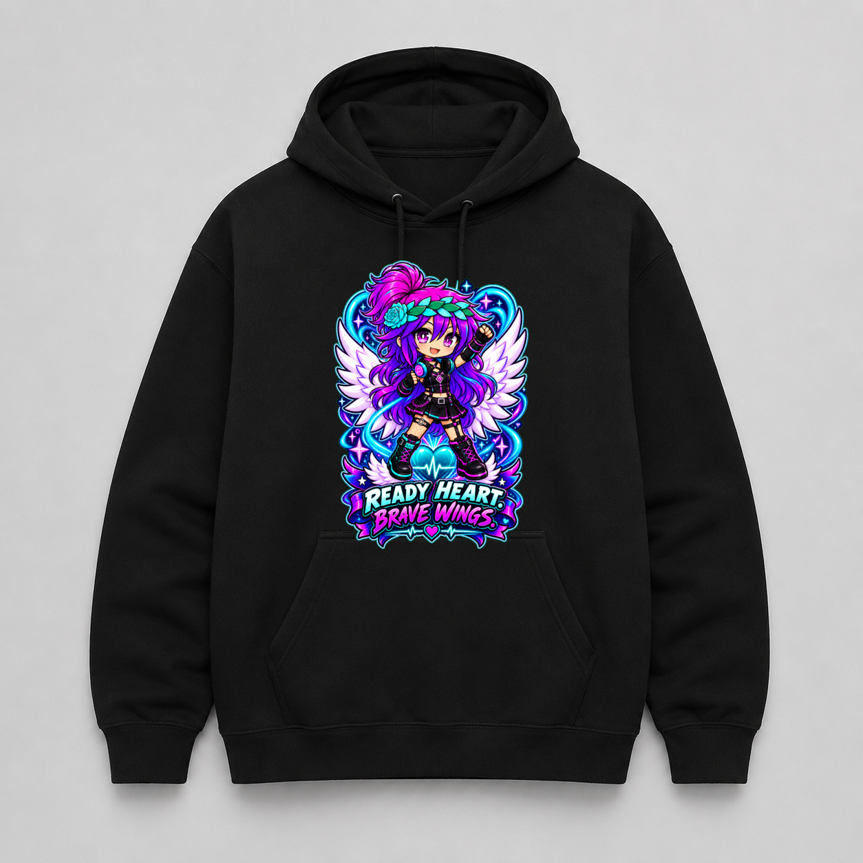 Ready Heart. Brave Wings. Pullover Hoodie mockup