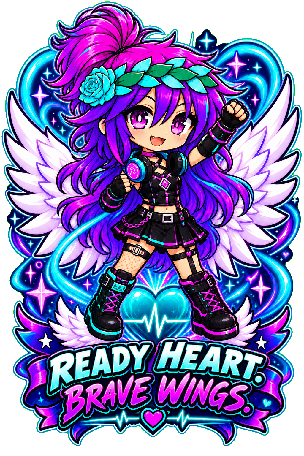 Ready Heart. Brave Wings. transparent print artwork